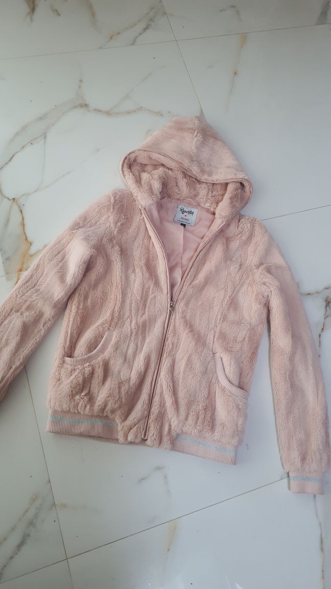 Cudna pudrowa futerkowa bluza mis 34 XS