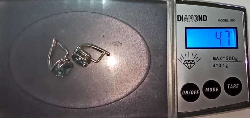 Голубой топаз. Комплект, серьги и кольцо с топазом в серебре.