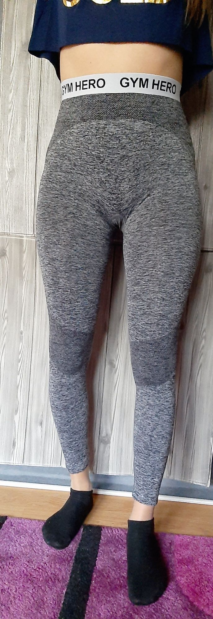 Elastyczne Legginsy sportowe modelujące push up yoga cross S M fitness