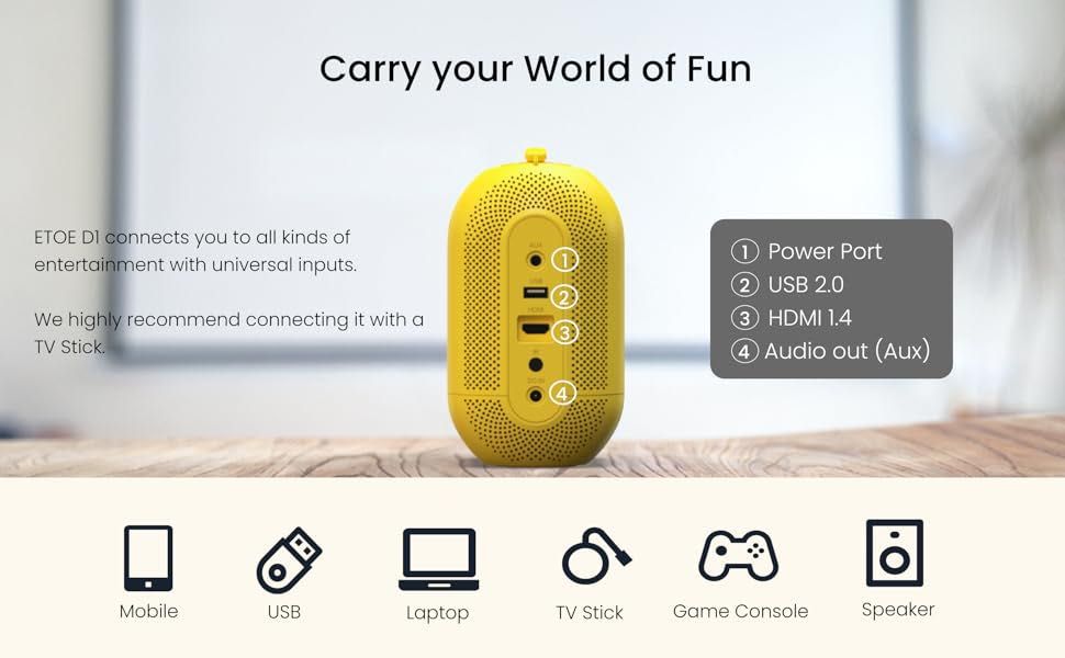 Projektor LED WiFi, Bluetooth, kompatybilny z iOS/Android/USB/HDMI