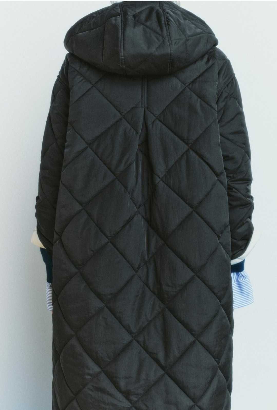 Пальто стеганое zara плащ куртка L