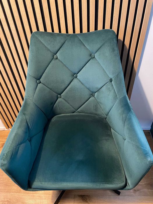 Fotel obrotowy Beliani VAKSALA Welur Ciemnozielony