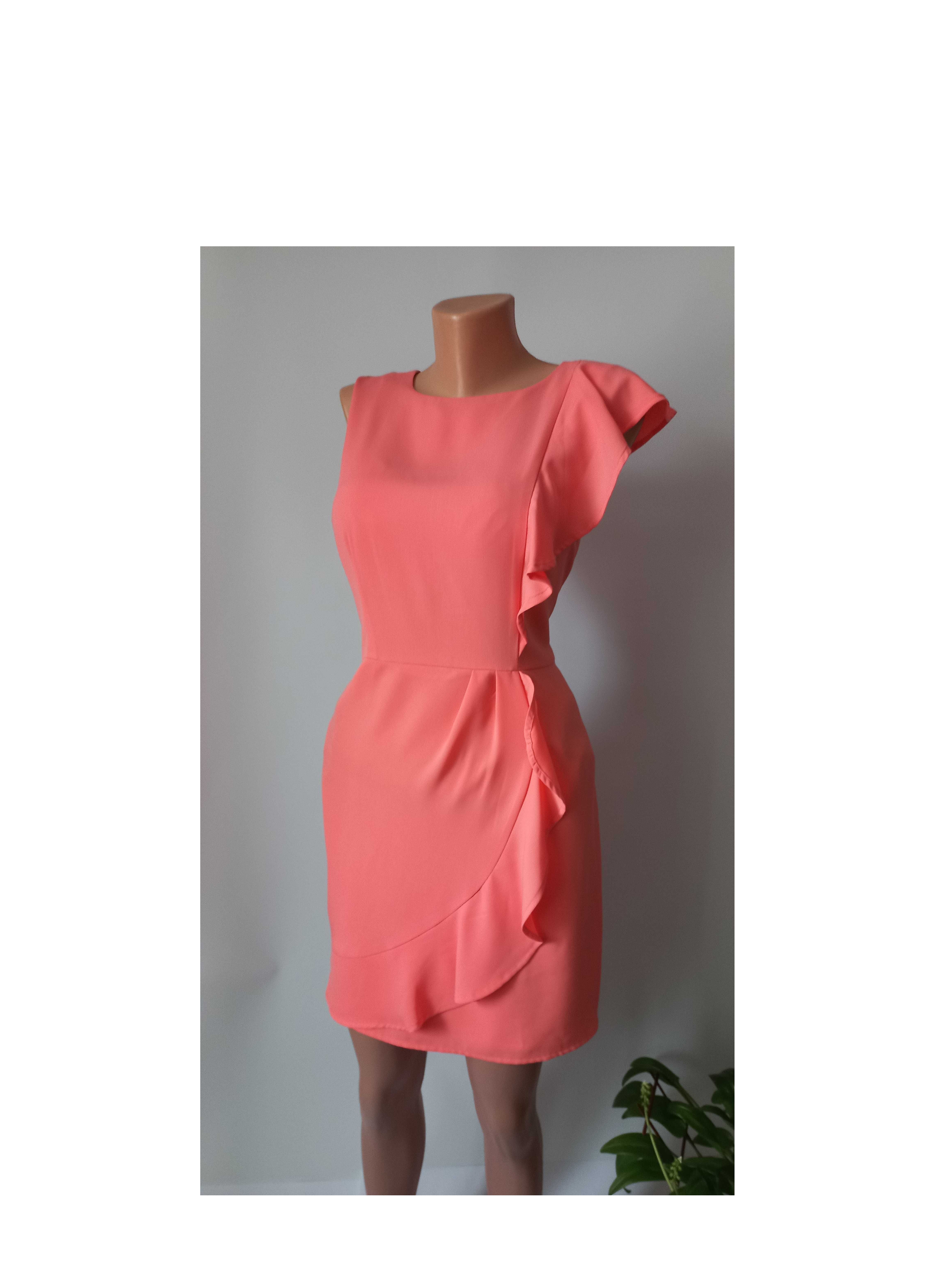 Коротка вечірня персикова сукня 48 46 розмір футляр