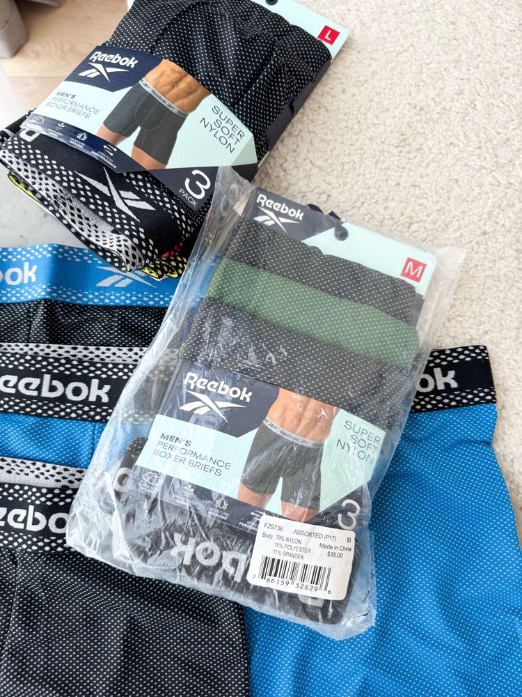 Чоловічі труси боксери Reebok,три шт упаковка.Оригінал.Мужские трусы