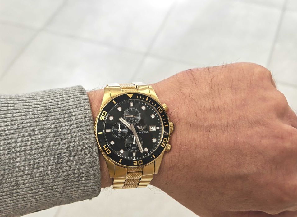Zegarek Emporio Armani AR-5857 złoty 43mm przyzwoity stan