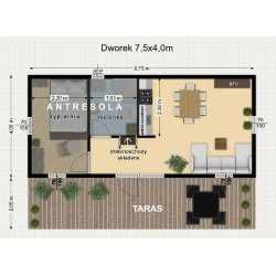 Domek letniskowy Dworek 8,75 x 4 m 35m2