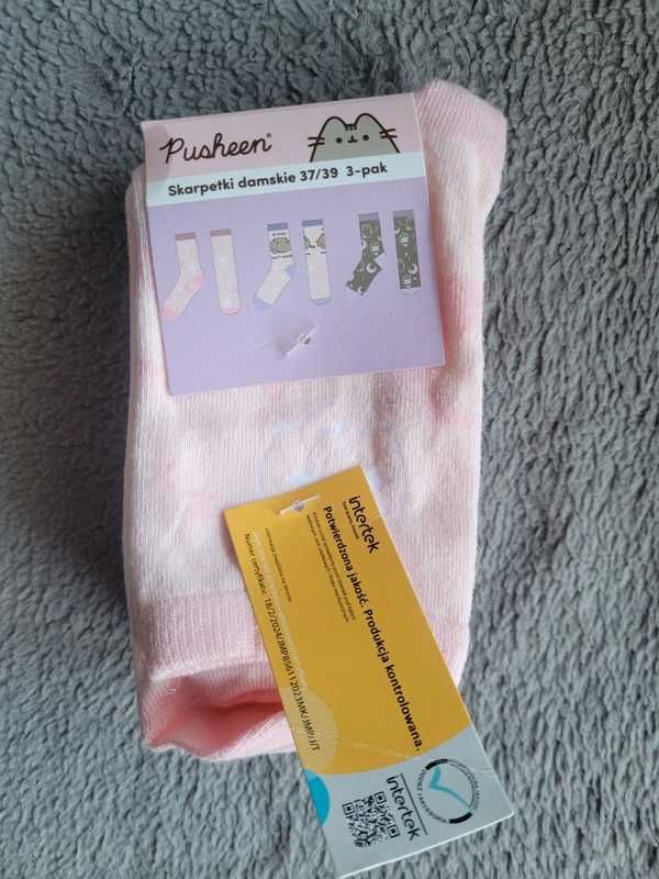 Skarpety damskie Pusheen rozm. 37-39 skarpetki komplet 3 pary kot koty