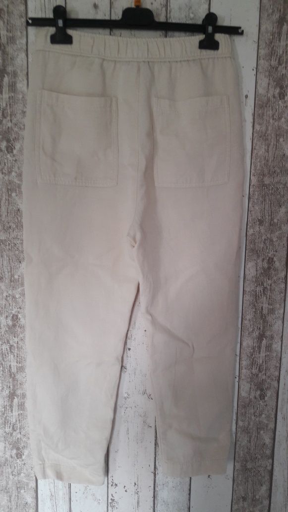 Letnie spodnie ecru Zara XS len