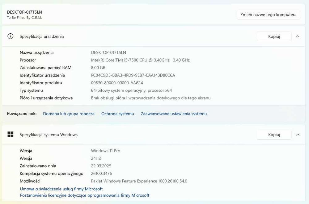 Komputer Gamingowy PC i5-7500 GTX 1060 6 gb SSD 500 GB DDR 4 - 8 GB