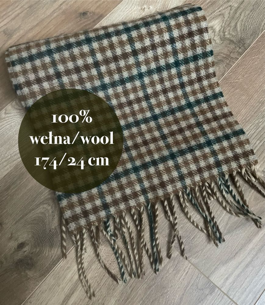 Szal w kratę jesień/zima 100% wełna/wool