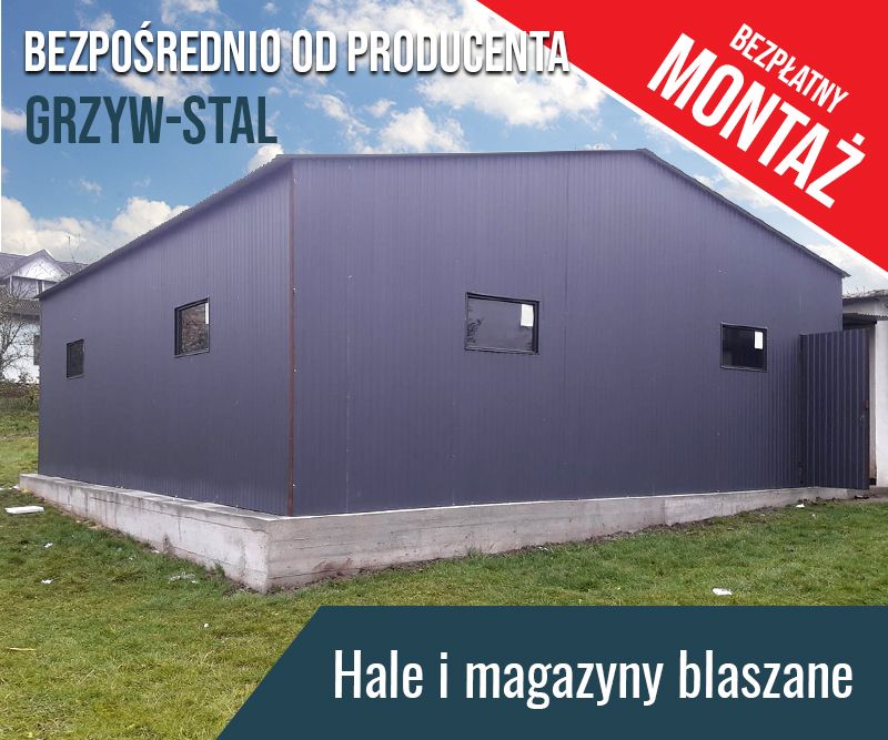 Grafitowy Graż Blaszany 8x9m - Magazyn , Hala - GrzywStal