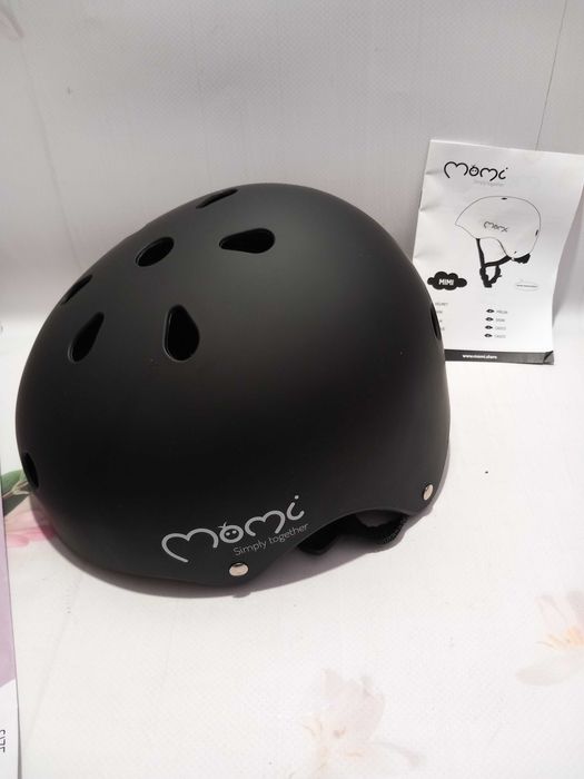 MoMi Mimi Dziecięcy Kask Rowerowy Czarny Matowy rozmiar 48-55cm