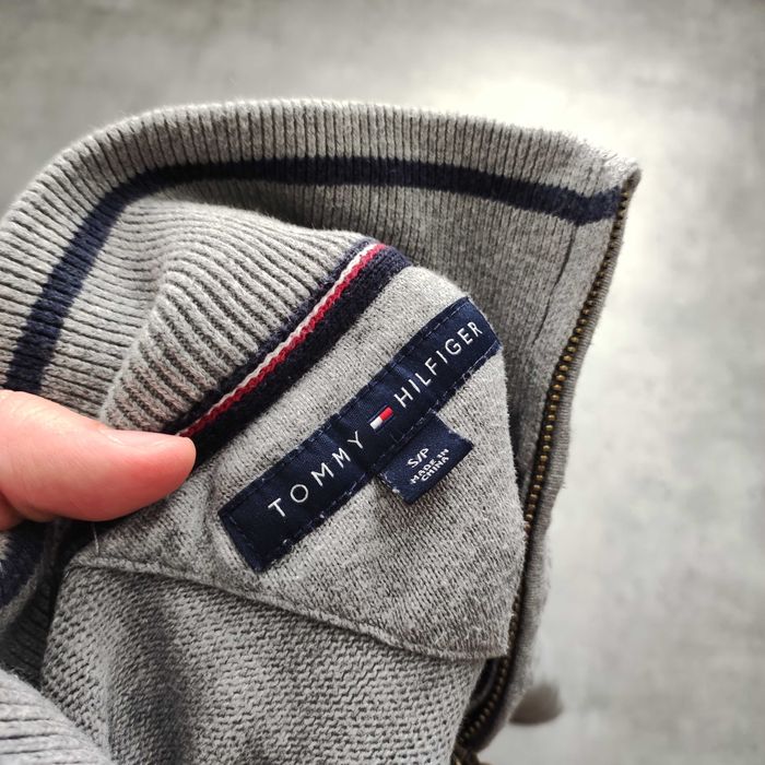 MĘSKI Sweter PREMIUM Szary Rozpinany Elegancki Tommy Hilfiger TH Logo