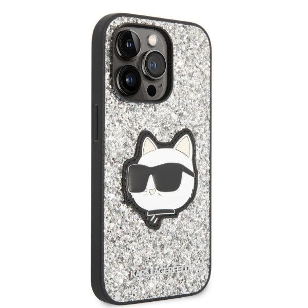 Etui Karl Lagerfeld Glitter Choupette dla iPhone 14 Pro 6,1" - Srebrny