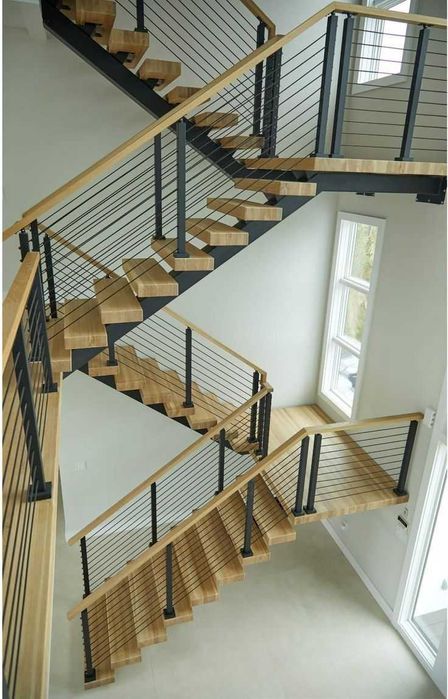 Schody dębowe, konstrukcja stalowa LOFT
