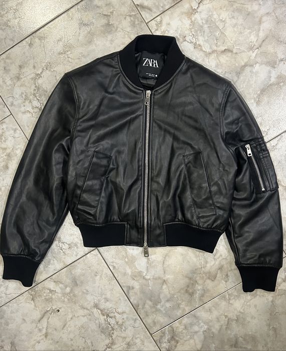 Куртка бомбер zara з екошкіри утеплена