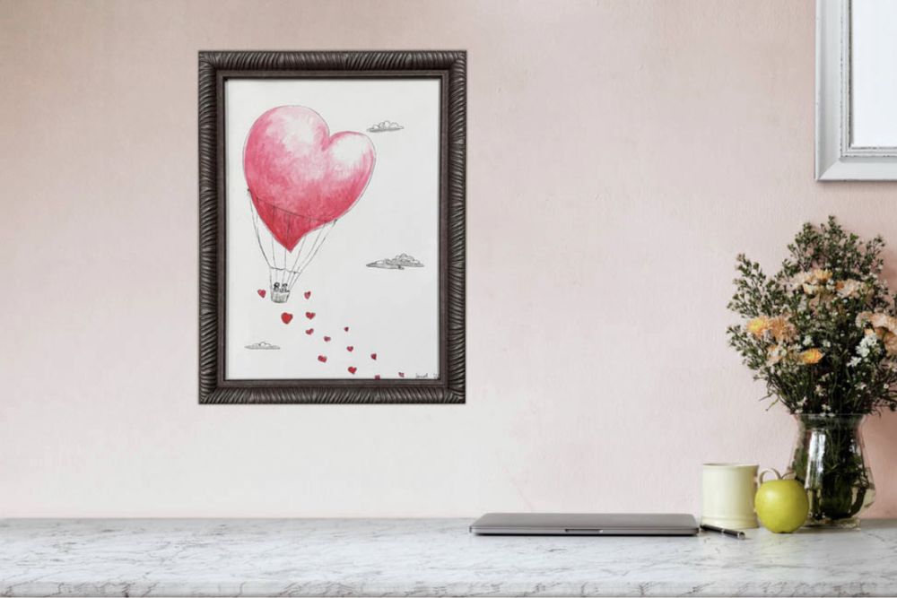 Ilustracja, obrazek, prezent, miłość