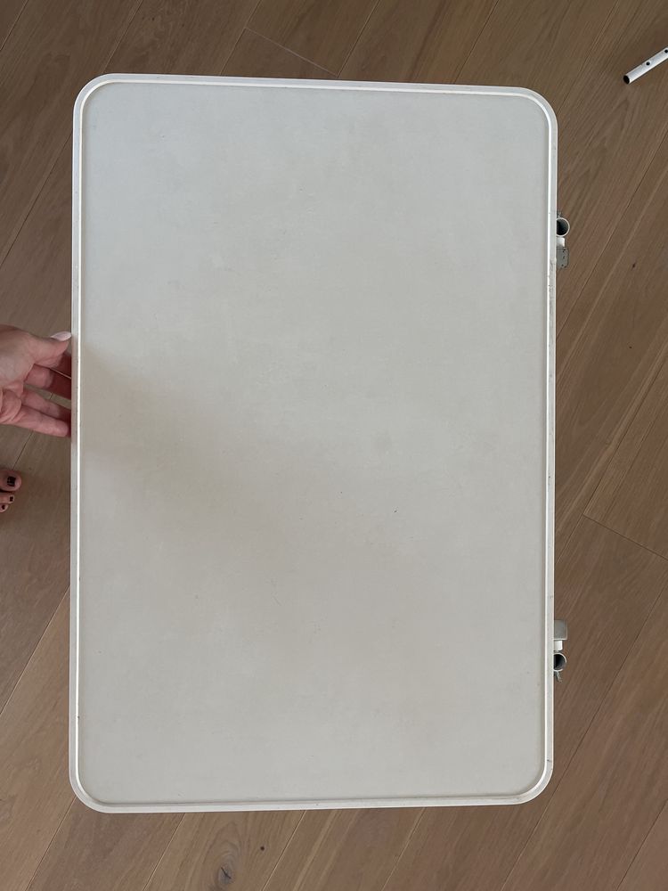 stolik balkonowy, na balustradę, balkon, do przyczepy, biały 40x60