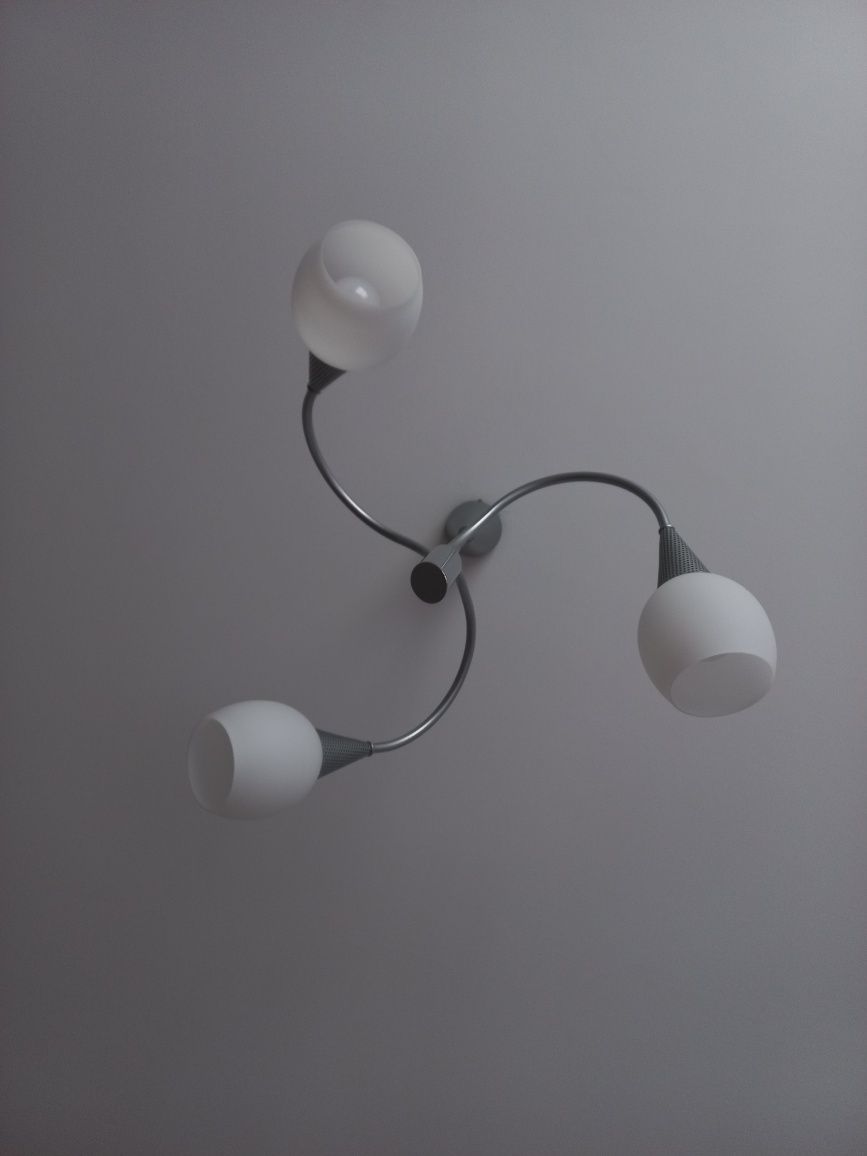 2 lampy wiszące biało srebrne