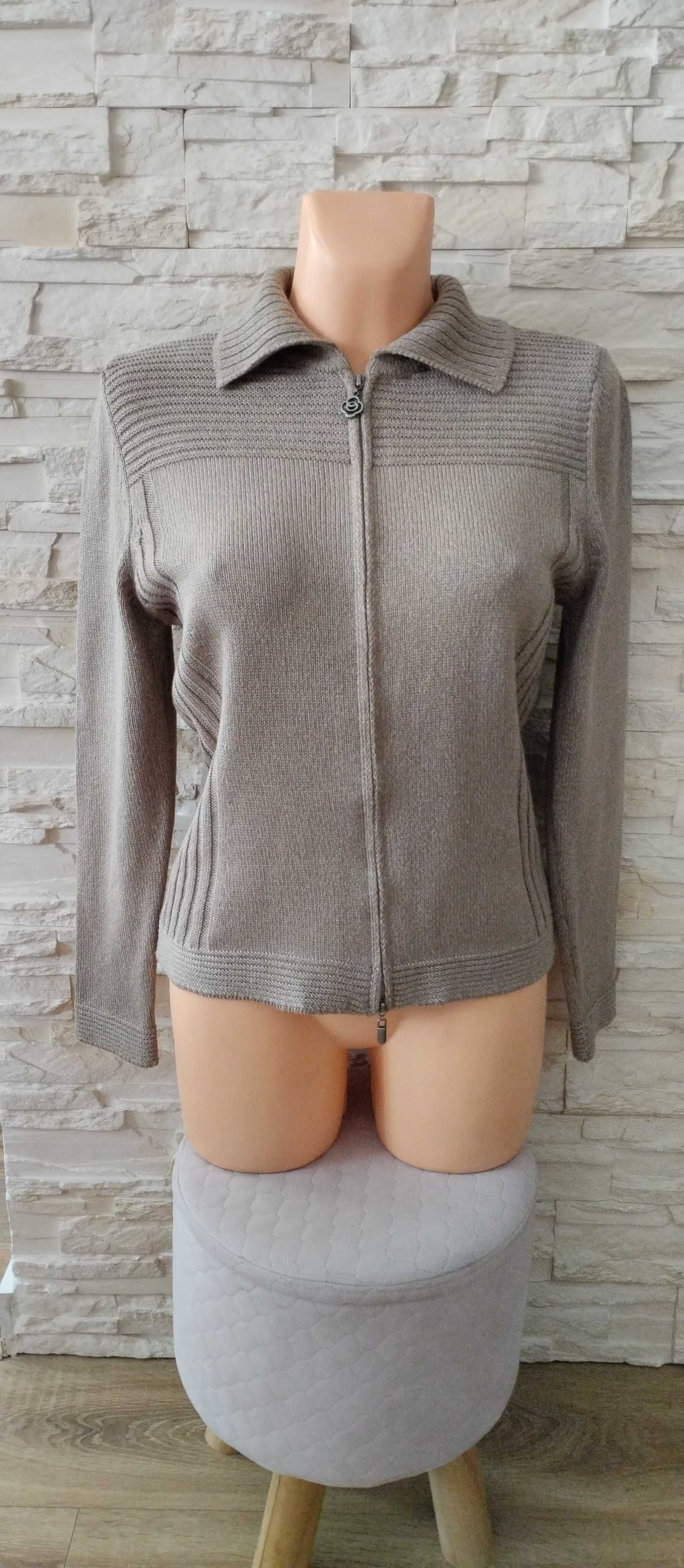 Sweter rozpinany kardigan damski na zamek beżowy M/38 Olsen