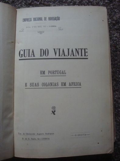 Livro antigo "Guia do Viajante" da Empreza Nacional de Navegação