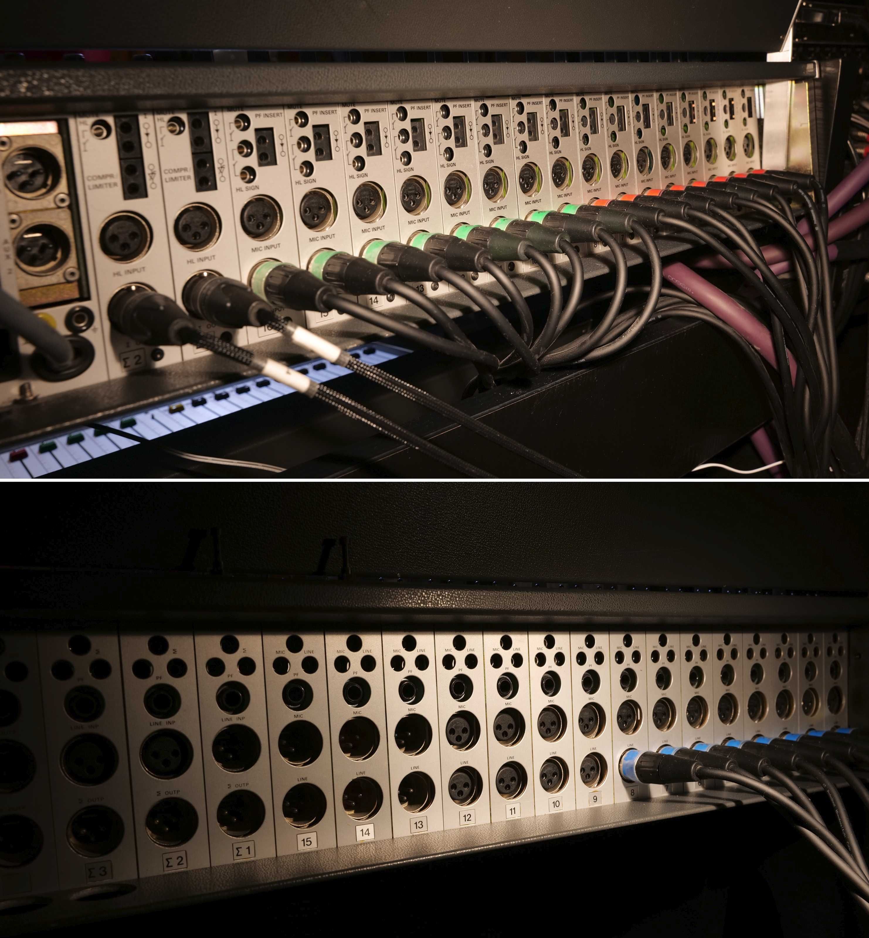 Studer 269 i 962. 2 analogowe miksery/sumatory audio. Łącznie 32 tory.