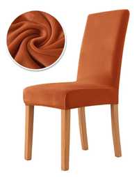 Pokrowce na krzesła miedziane pomarańczowe rude welurowe velvet