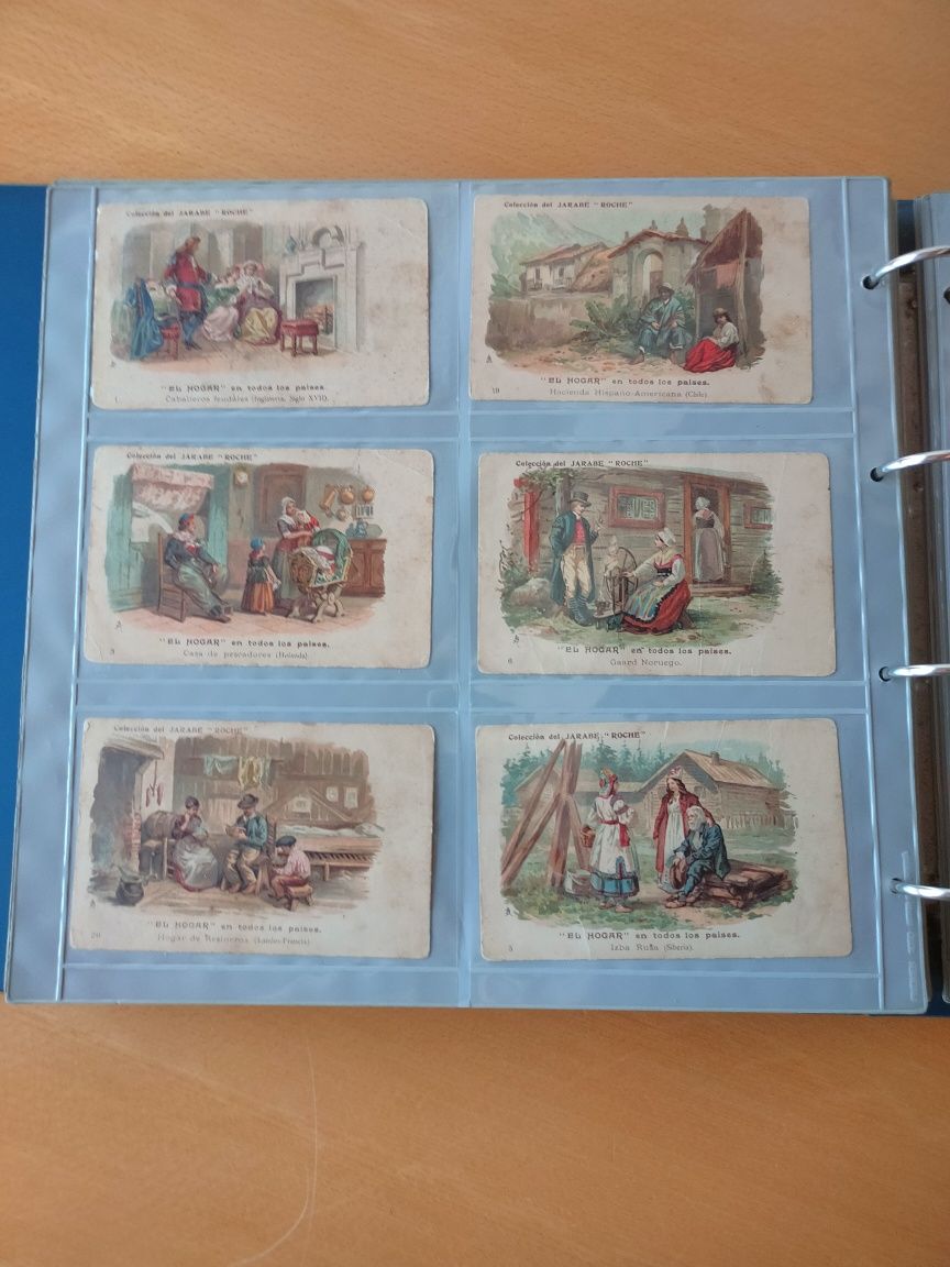 Álbum com 300 postais antigos românticos e de crianças.