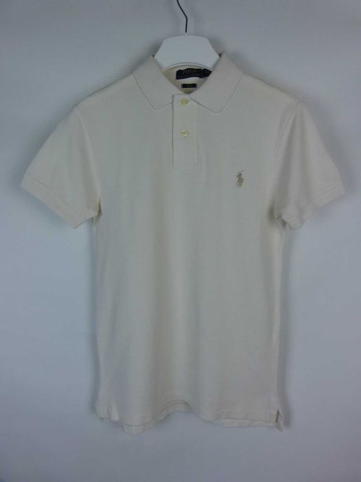 Ralph Lauren slim fit koszulka polo bawełna ecru / S