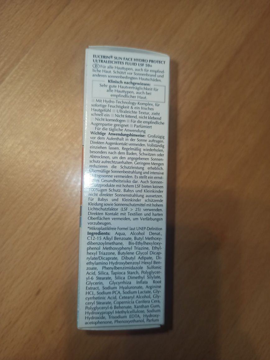 Eucerin Sun Hydro Protect SPF 50+ Ultralekki fluid 50 ml nawilżający
E