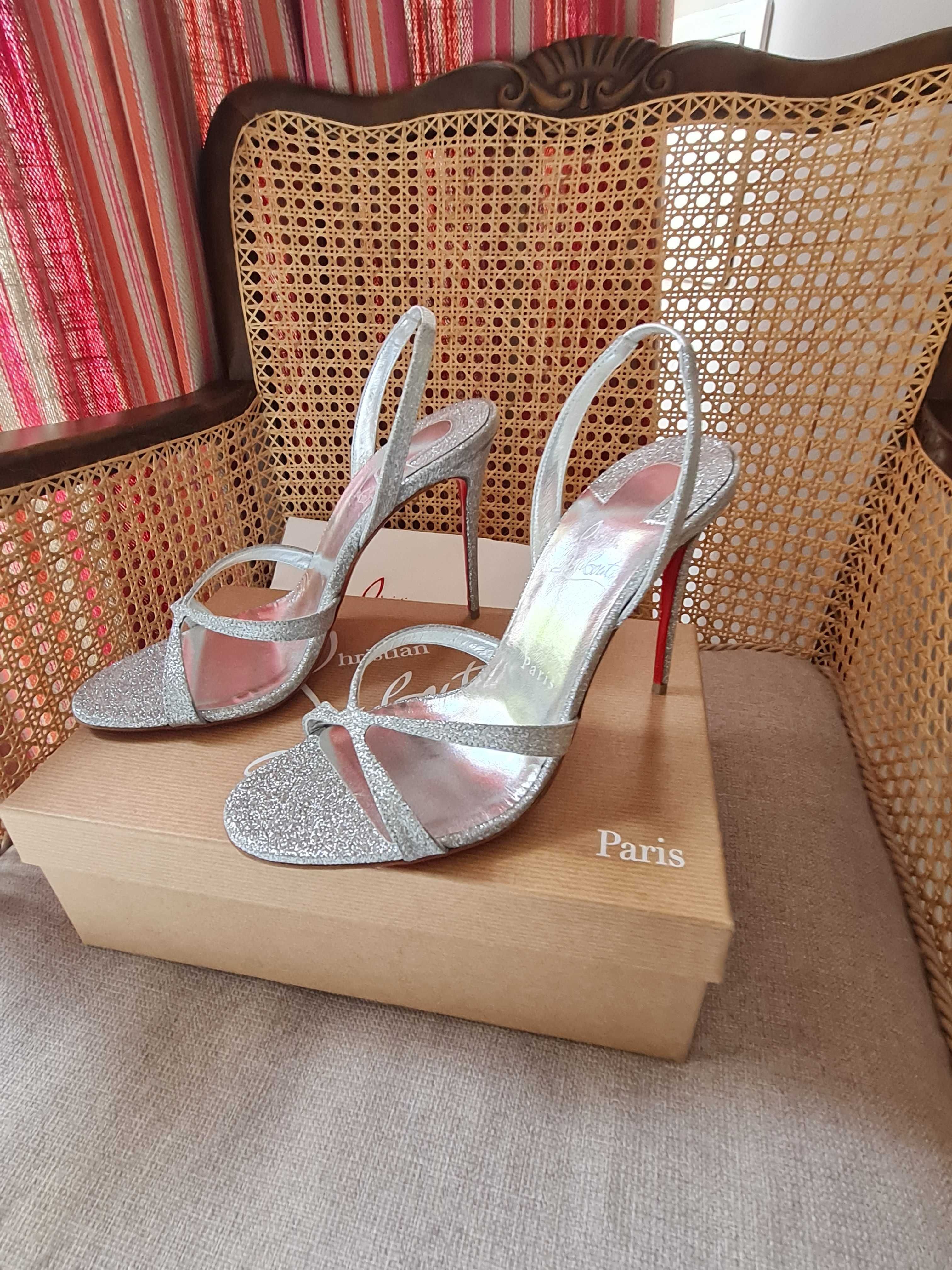 Szpilki sandały Christian Louboutin  r.40 srebrne