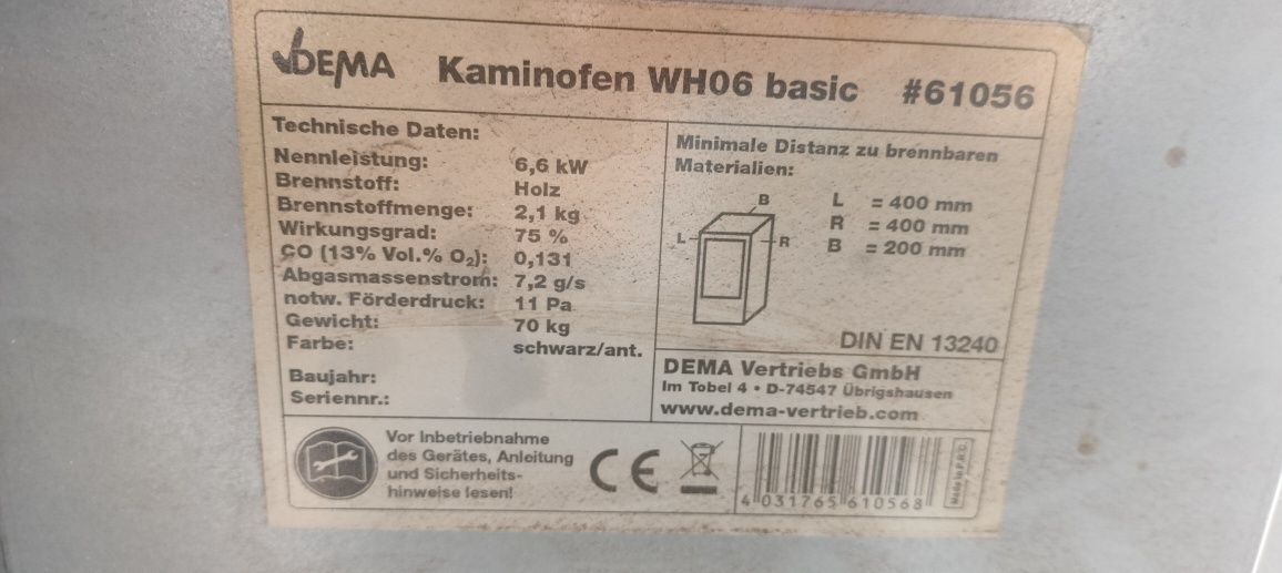 Piecyk garażowy wolnostojący 6,6kw