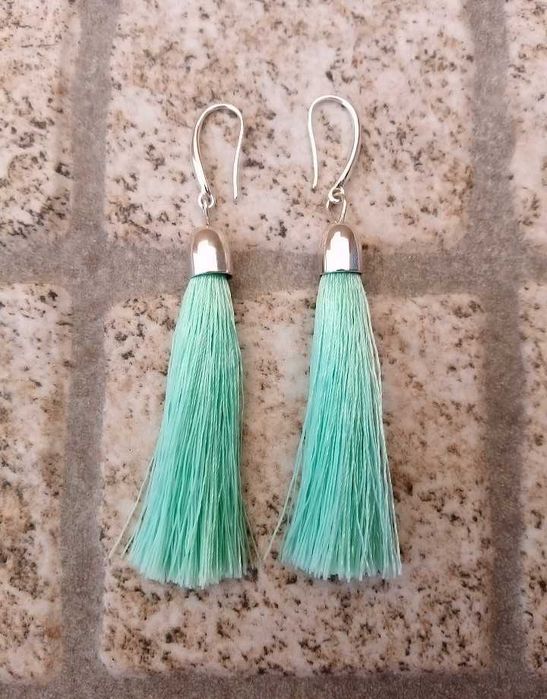 Brincos Novos Verde Água Cortininha Embalados