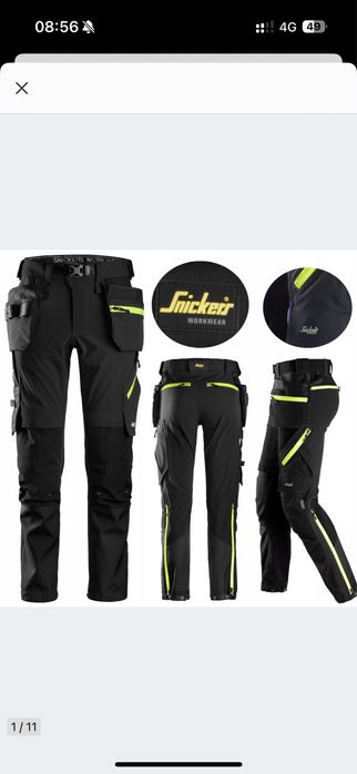 Spodnie robocze męskie Snickers 6940 FlexiWork , 50,52,54,56