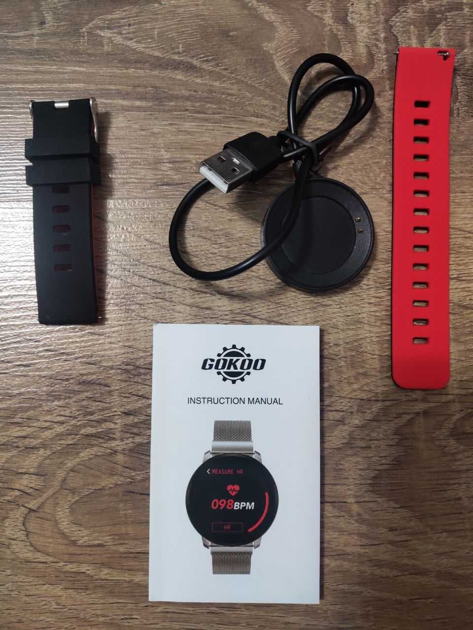 GOKOO Black/Red Men's Smart Watch. Електронний годинник, червоночорний