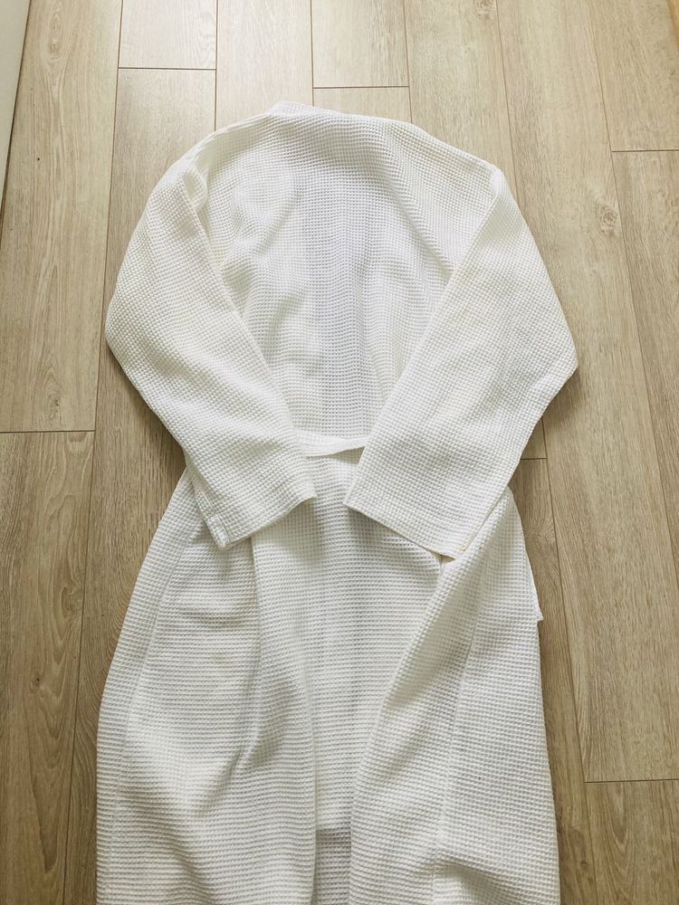 Szlafrok z gofrowanej bawełny kimono biały szybkoschnący