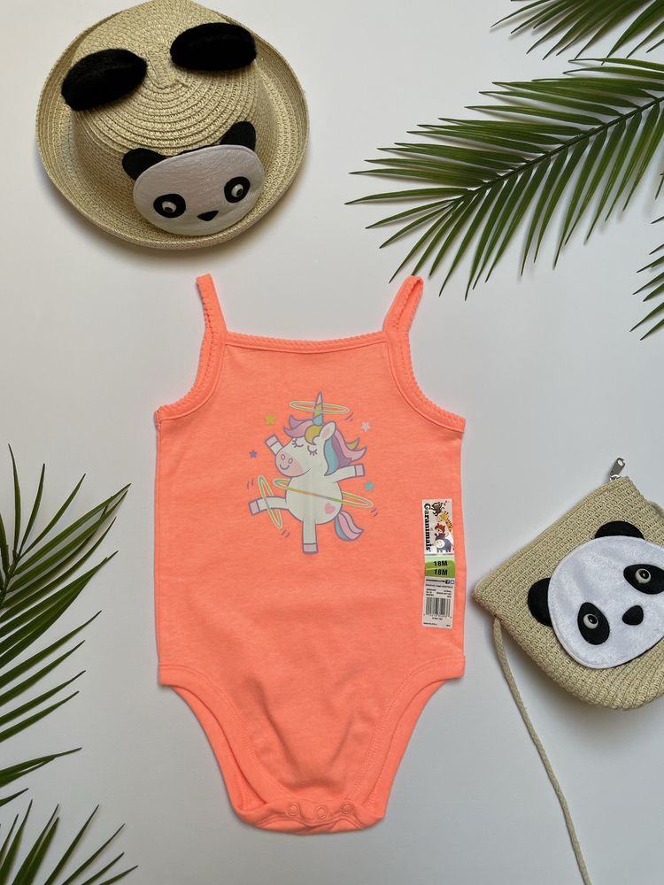 86 Garanimals letnie body na ramiączkach jednorożec nadruk neon nowe