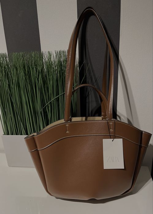 Torebka shopper Zara viral nowa z metką brązowa