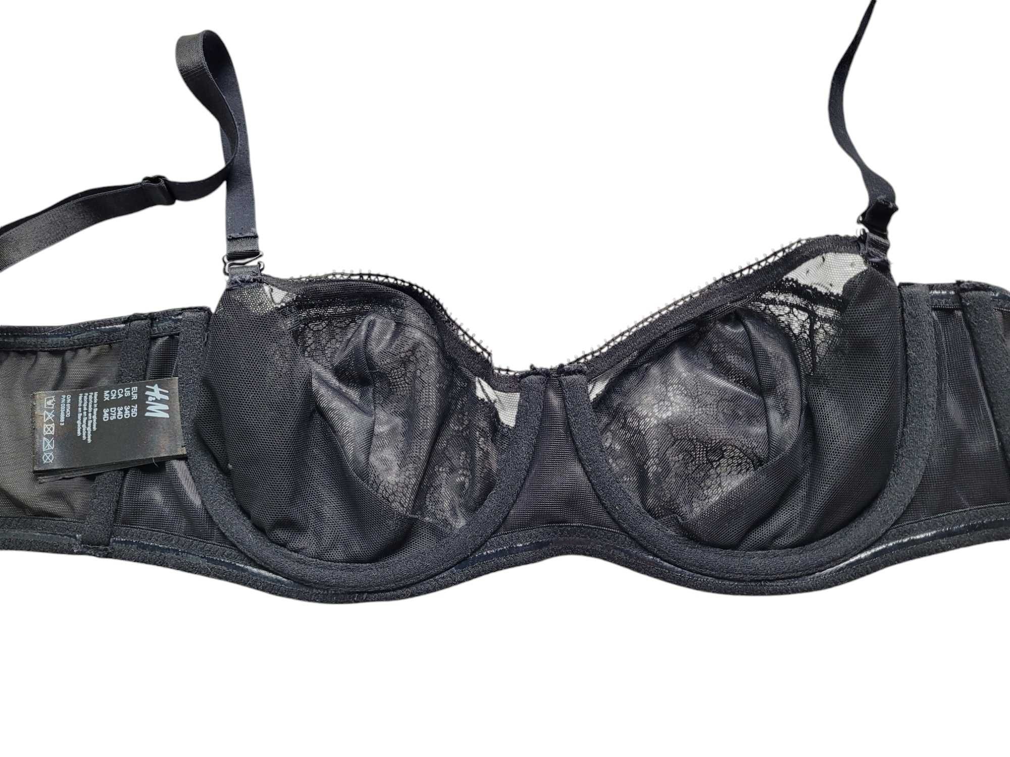 Czarny koronkowy stanik biustonosz 75D bielizna damska H&M