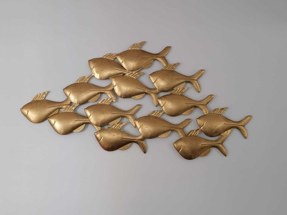 Decoração de parede cardume de peixes dourados