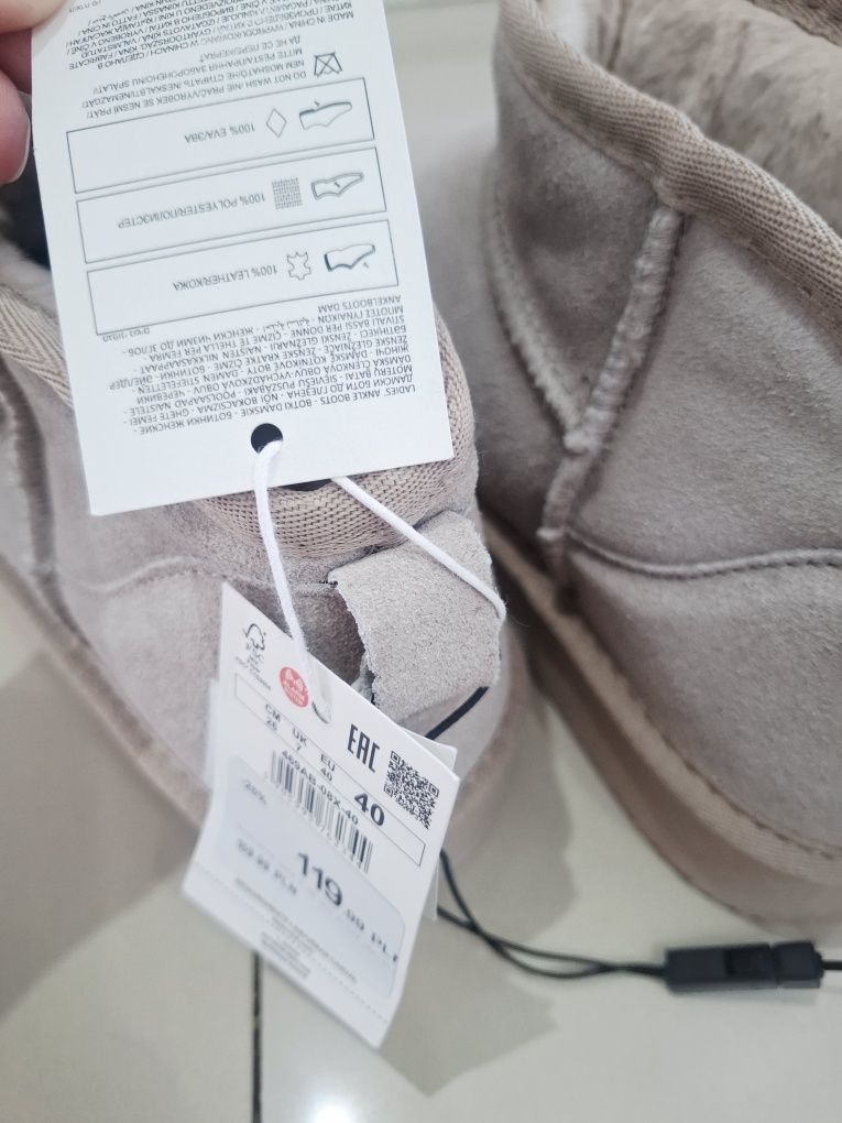 Zimowe botki śniegowce Nowe szare ciepłe reserved 40