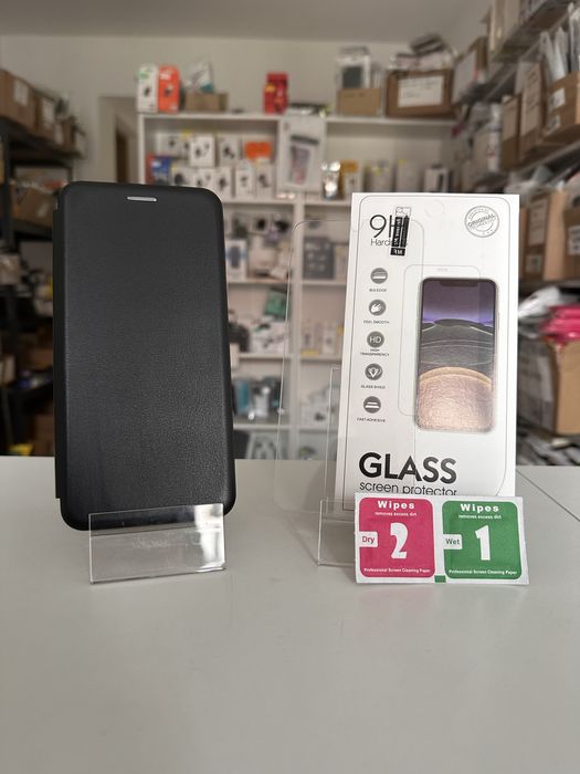 Etui z klapką zamykane czarne + SZKŁO hartowane do SAMSUNG GALAXY A17
