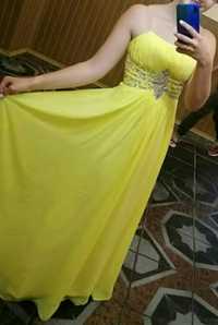 Вечернее выпускное желтое платье