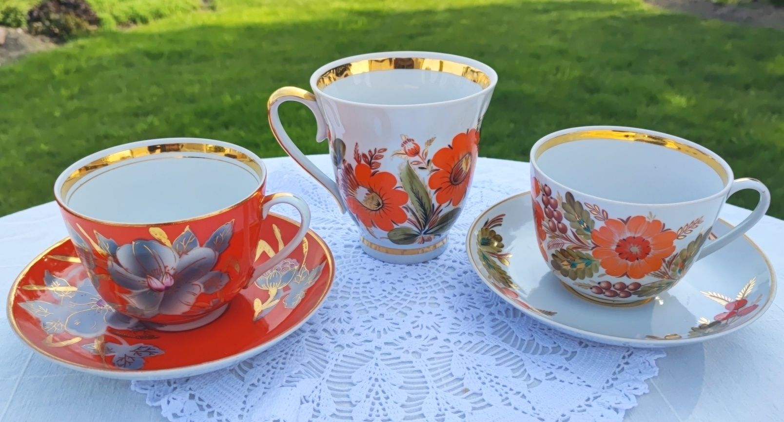 Porcelana BARANÓWKA DUŻA filiżanka 600 ml MALWA ze spodkiem DUO