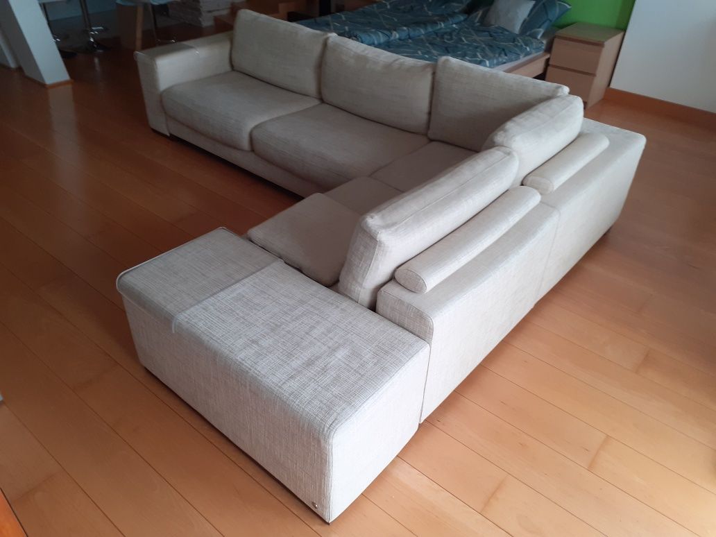 Sofa kanapa włoska Natuzzi beżowa 305x240x102cm, wysoka jakość