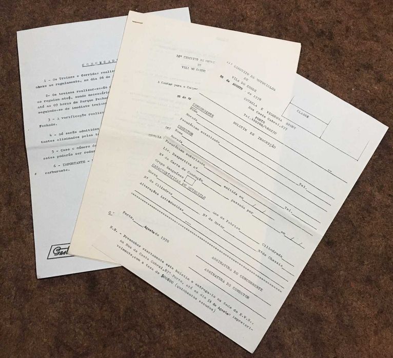 Motas -  documentos motociclismo nacional 1978/79/80