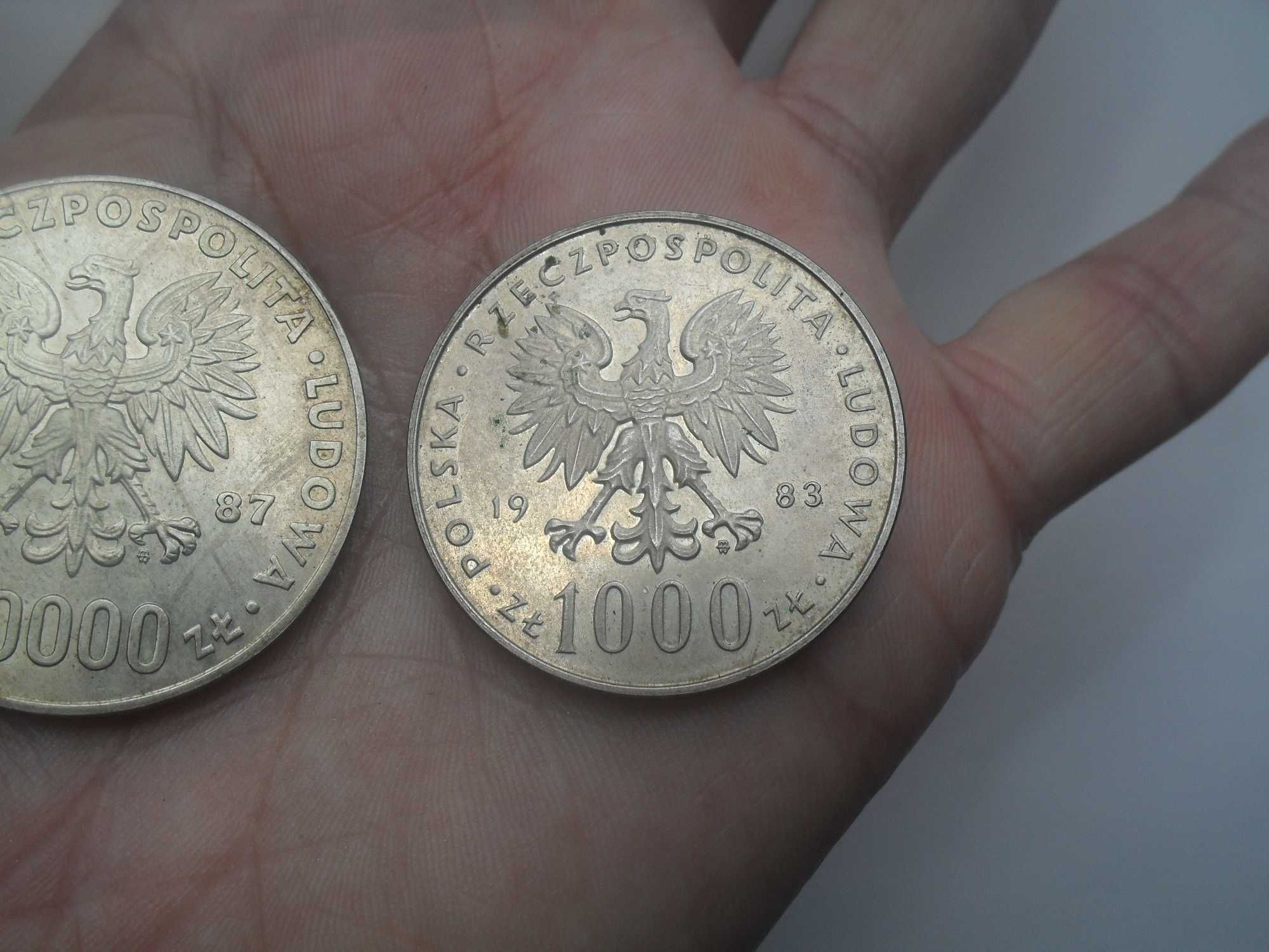 Papież Jan Paweł II-monety 1000 zł 1983 i 10000 zł 1987-srebro-cena os