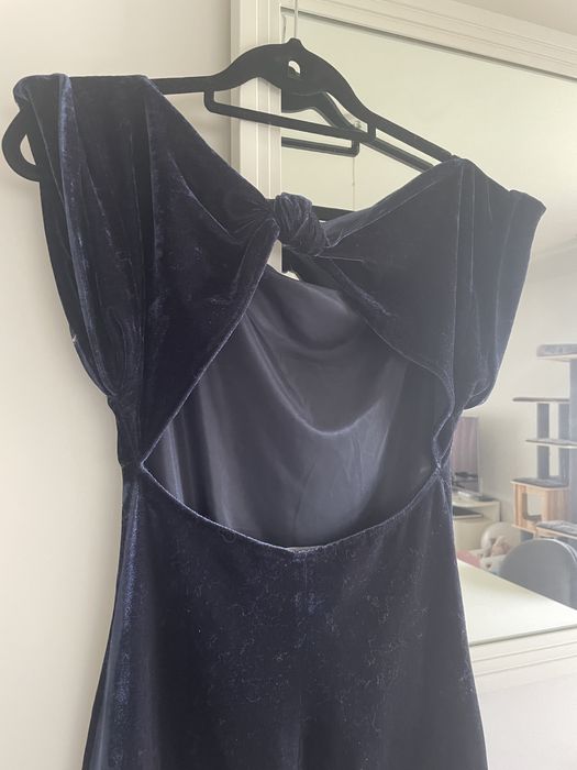 Vestido veludo Zara, tamanho S, azul marinho