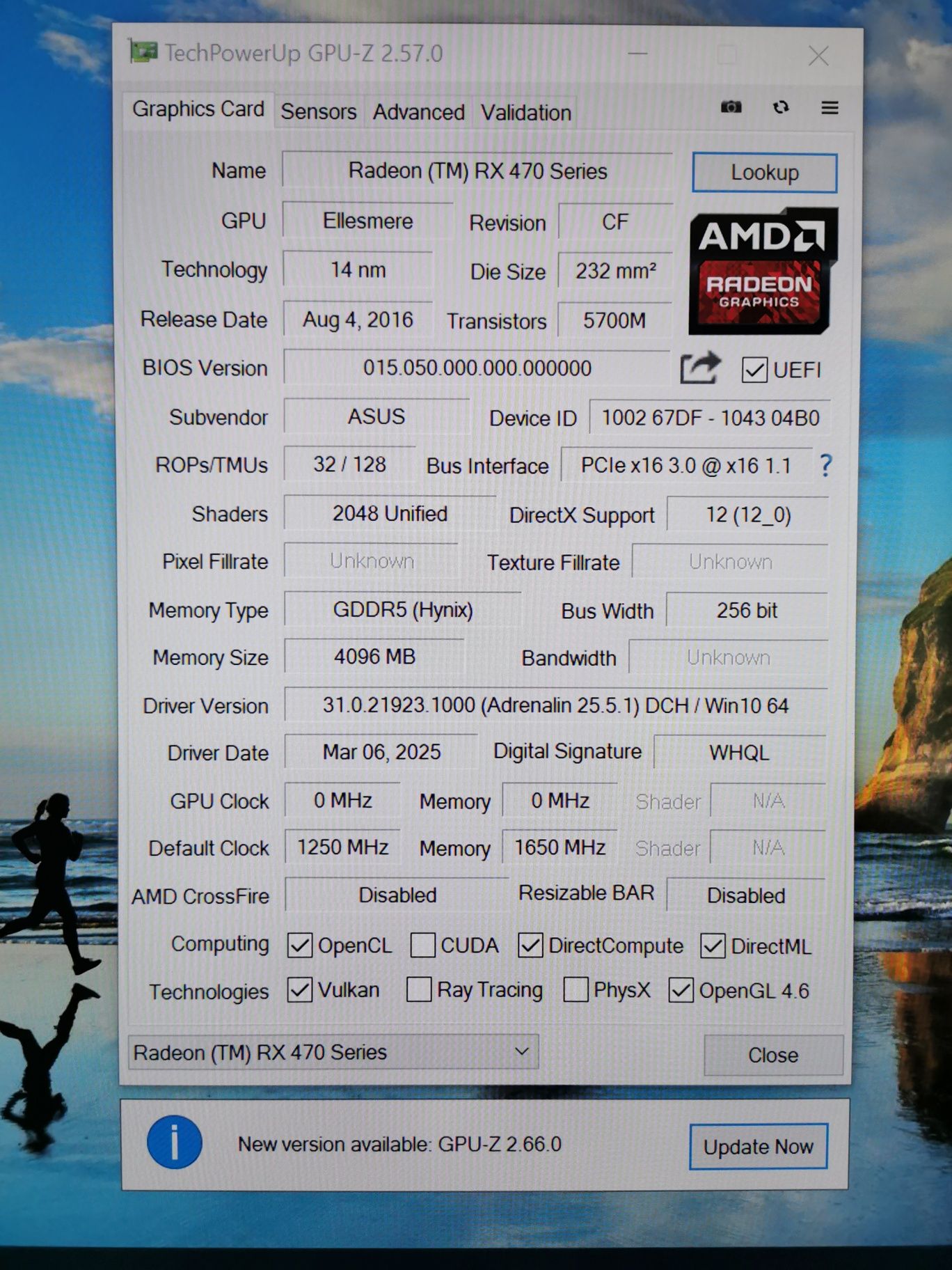 Видеокарта Asus strix rx 470 4gb