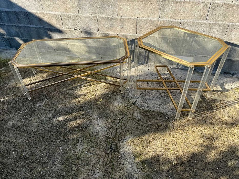 Conjunto de mesas em vidro